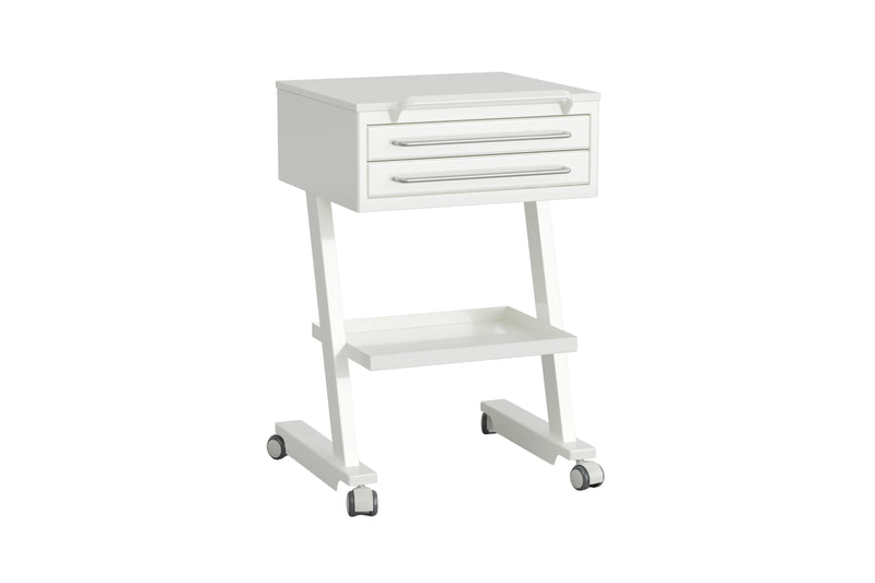 Komfort table on wheels with two drawers and a shelf