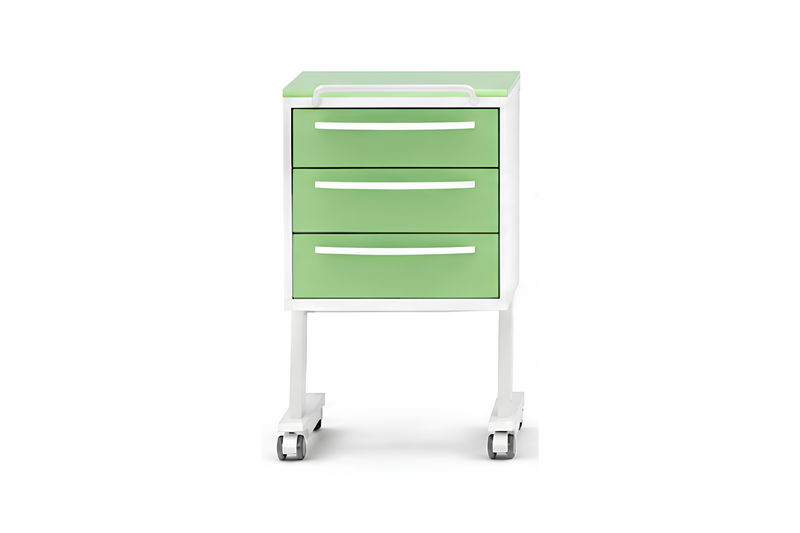 Komfort table on wheels with three drawers