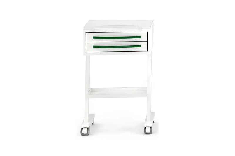 Komfort table on wheels with two drawers and a shelf
