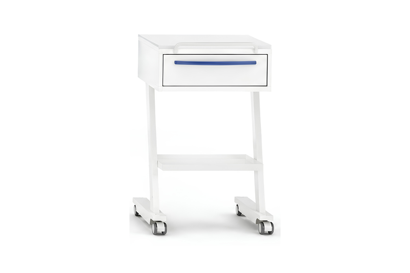 Komfort table on wheels with one drawer and one shelf