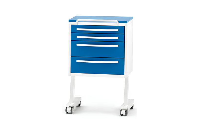 Komfort table on wheels with four drawers
