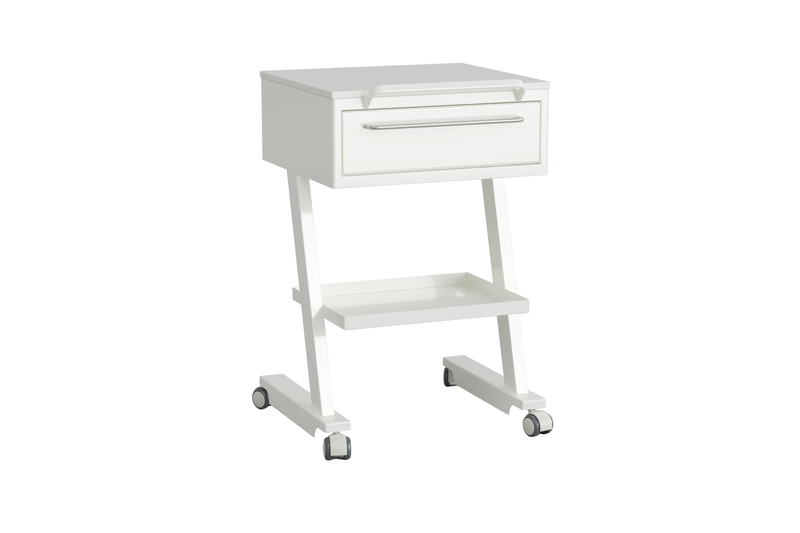 Komfort table on wheels with one drawer and one shelf