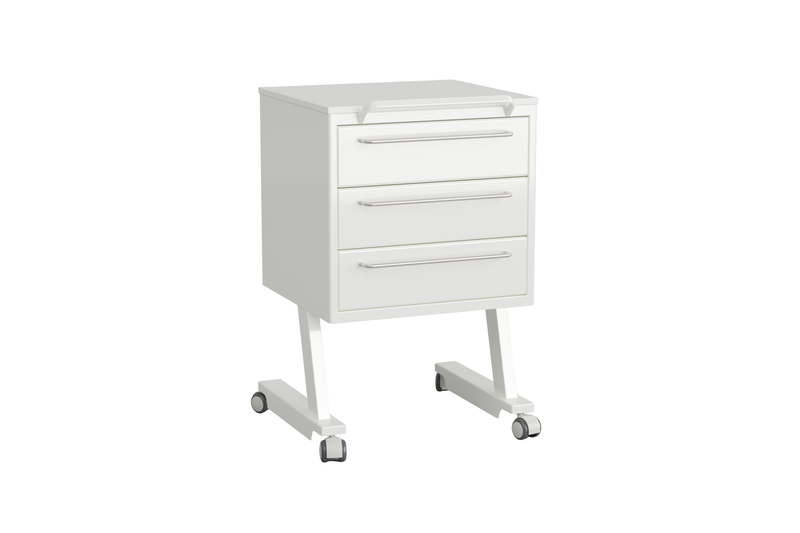 Komfort table on wheels with three drawers