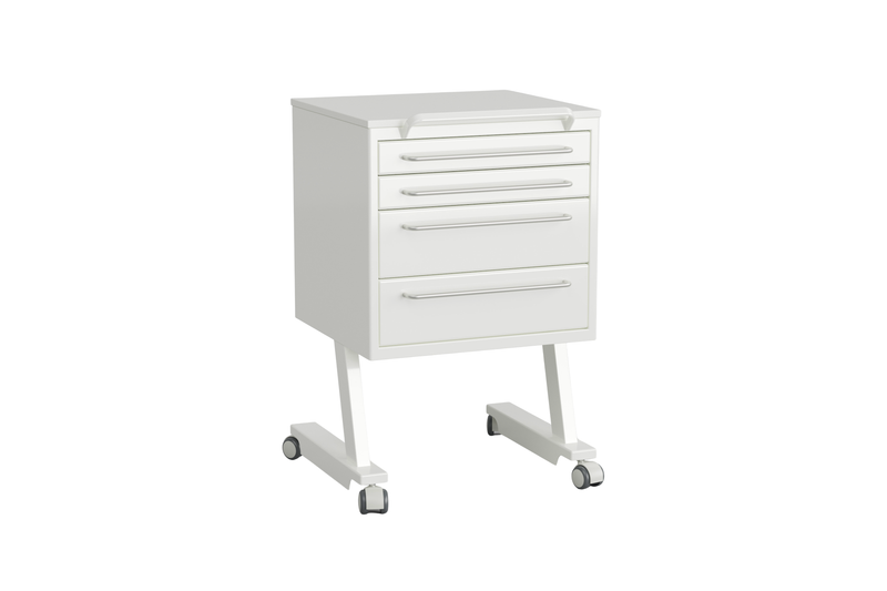 Komfort table on wheels with four drawers